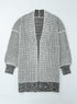 Plaid Knitted Long Open Front Cardigan